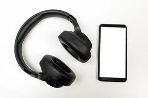 Headphones with Bluetooth technology on white background