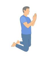 prayer. kneeling man praying vector