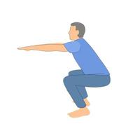 squat. man goes in for sports. man on white background vector