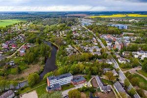 Dobele city, industrial and residential buildings, Latvia photo