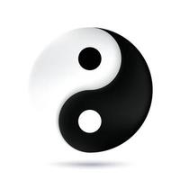 Símbolo taijitu yin yang en blanco y negro sobre un fondo blanco. vector