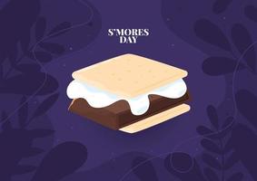 National S'mores Day. Cracker, Chocolate, Marshmallow illustration