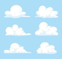 colección de ilustraciones de nubes planas. lindo conjunto de nubes de dibujos animados. vector