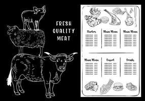 Steak menu restaurant template on chalkboard vector