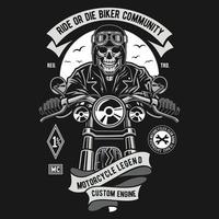 Ride or die biker club diseño de placa vintage vector