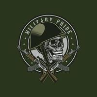 Skull Soldier Badge Design vector