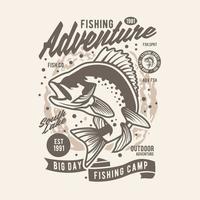 diseño de insignia vintage de aventura de pesca vector