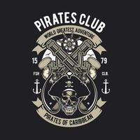 diseño de la insignia del club de piratas vector