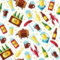 Seamless pattern with beer symbols on white background. vector