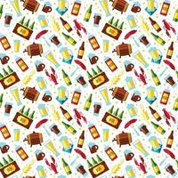 Seamless pattern with beer symbols on white background. vector