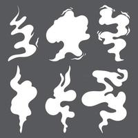 conjunto de un estilo de dibujos animados de nubes de humo o vapor vector