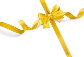 Golden ribbon on white background. Realistic vector