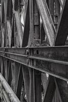 Old French Bridge of wooden board Luang Prabang Laos Asia. photo