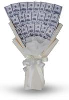 Money bouquet of wrapped in 100 Usd on isolated white background with clipping path photo
