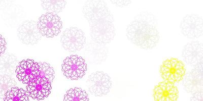 Light pink, yellow vector doodle template with flowers.