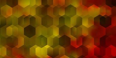 Light Red, Yellow vector background with hexagons.