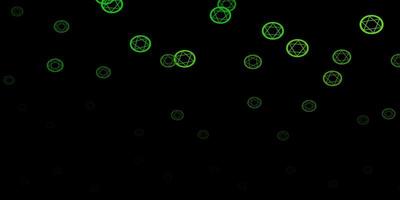 patrón de vector verde oscuro con elementos mágicos.
