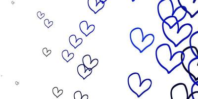 Light BLUE vector texture with lovely hearts.