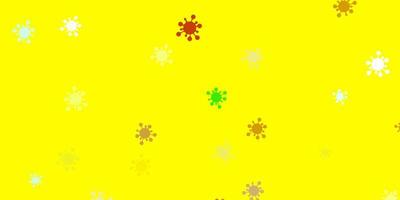 Light green, yellow vector background with covid-19 symbols.