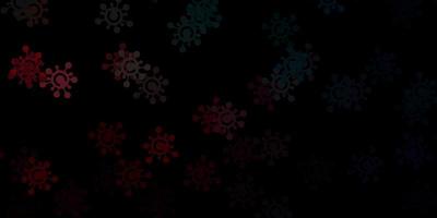 Dark blue, red vector pattern with coronavirus elements.