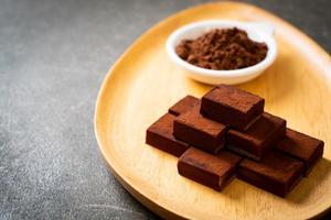 Fresh and soft chocolate with cocoa powder