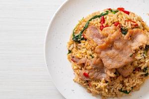 Fried rice with Thai basil and pork - Thai food style photo