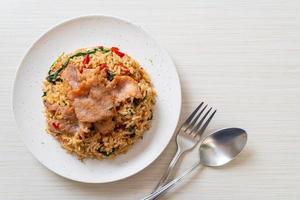 Fried rice with Thai basil and pork - Thai food style photo