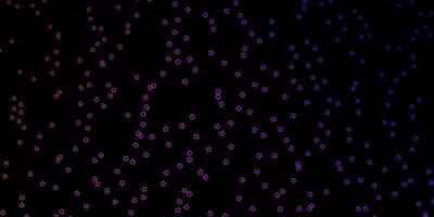 Dark Purple, Pink vector template with neon stars.