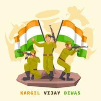 Indian Soldier Holding Gun with Flag vector