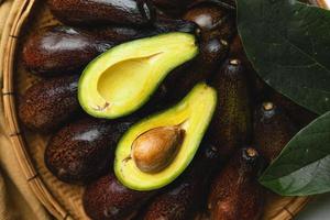 avocado in wooden tray healthy food photo