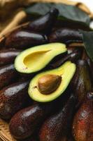 avocado in wooden tray healthy food photo