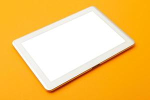 Smartphone blank screen isolated on orange background photo