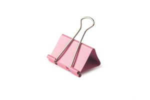 Pink paper clip isolated on white background with clipping path photo