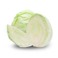 Green cabbage isolated on white background with clipping path photo