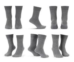 Grey crew socks isolated on white background photo