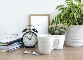 Office desk with stack of notepads photo