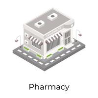 edificio de anuncios de farmacia vector