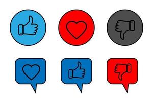 Thumb up, Thumb down and Like icons vector