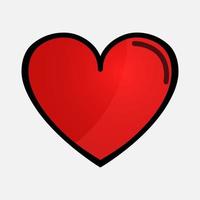 Red big flat heart icon vector