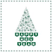 Año Nuevo. tarjeta de felicitación de vector árbol de año nuevo. Feliz año nuevo