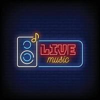 Live Music Neon Signs Style Text Vector