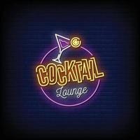 Cocktail Lounge Neon Signs Style Vector