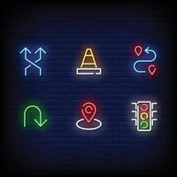 Traffic Symbol Neon Signs Style Vector