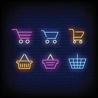 Shop Symbol Neon Signs Style Vector