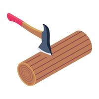 Wood Axe cutter vector