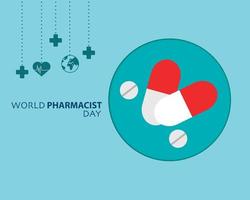 día mundial del farmacéutico con vector de drogas