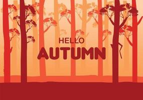 Hello Autumn Flat Forest Landscape vector