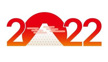 The Year 2022 New Years Greeting Symbol With Mt. Fuji. Vector Illustration Isolated On A White Background.