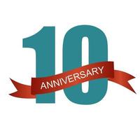 Ten 10 Years Anniversary Label Sign for your Date. Vector Illustration