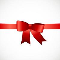 Gift Card with Red Ribbon and Bow. Vector illustration